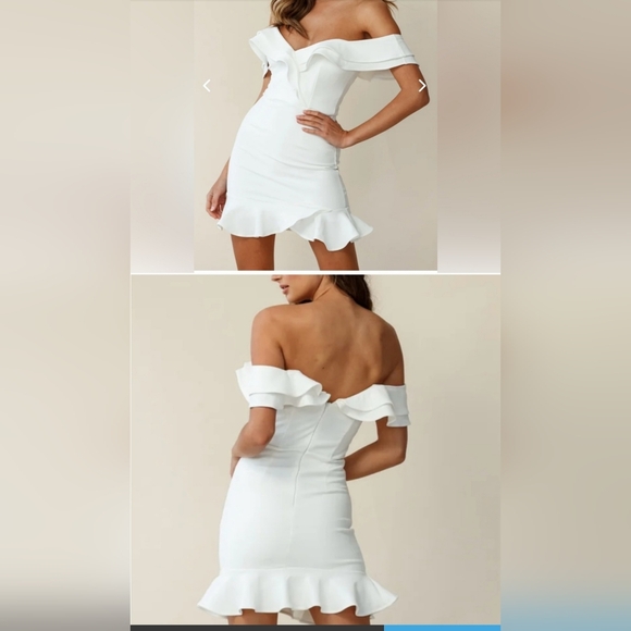 SELFIE LESLIE OFF-SHOULDER RUFFLE MINI DRESS WHITE - Picture 4 of 6